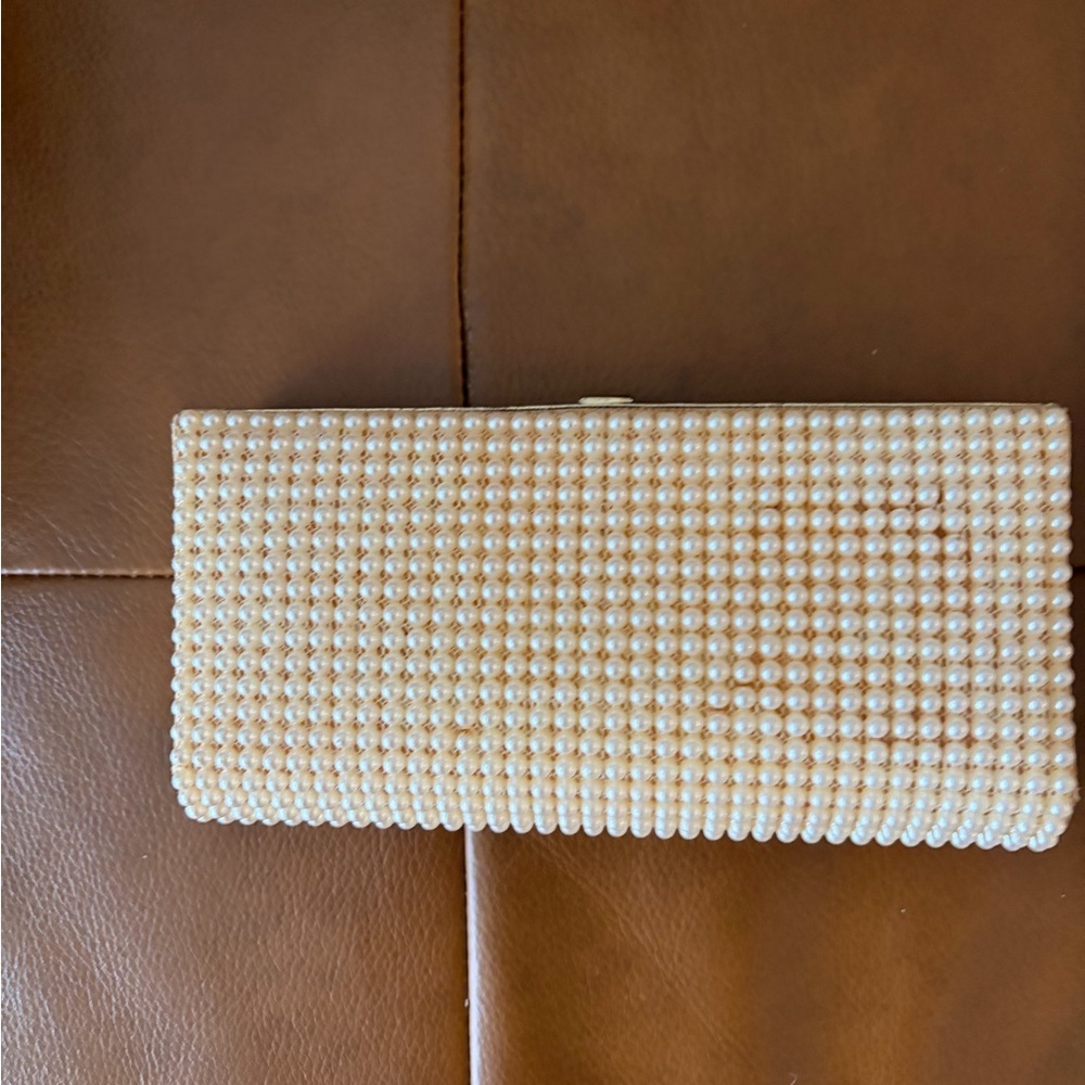 Elegant Pearl-Embellished Clutch